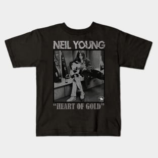 Neil Young Black - Heart Of Golde Vintage Kids T-Shirt